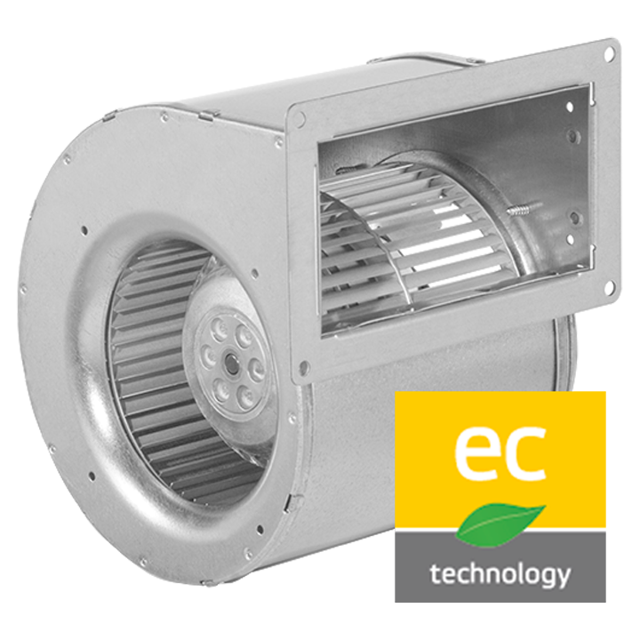 Serie GD EC - Dobbeltsugende centrifugalventilator med hus af galvaniseret stål. Forudkrummet ventilatorhjul af galvaniseret stål

