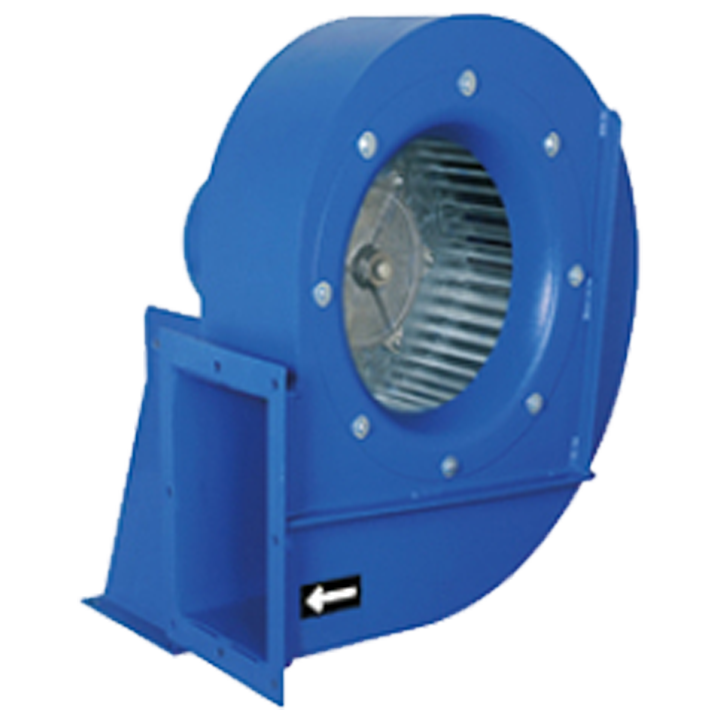 Serie MB 31/12-45/18 - Enkeltsugende centrifugalventilator med ventilatorhus af pulverlakeret pladestål og forudkrummet ventilatorhjul af galvaniseret stål. 
