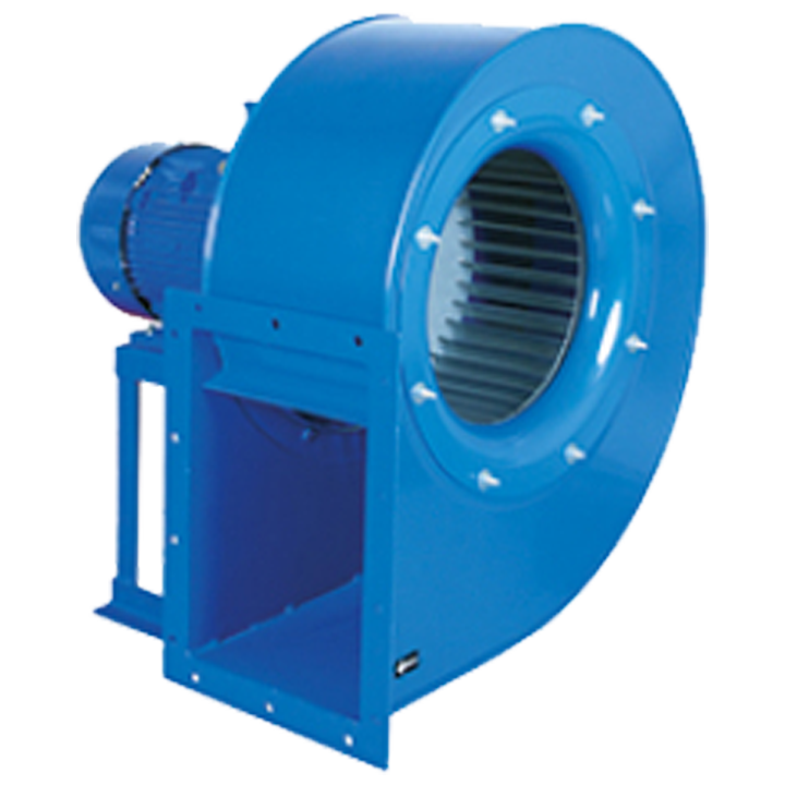Serie MBCA  - Enkeltsugende centrifugalventilator med ventilatorhus af stål (FE 360) med Qualicoat polyester pulverlakering. Forudkrummet ventilatorhjul af stål (FE 360) malet med polyester primer. Ventilator kan bl.a. leveres udført i rustfrit stål på forespørgsel.


