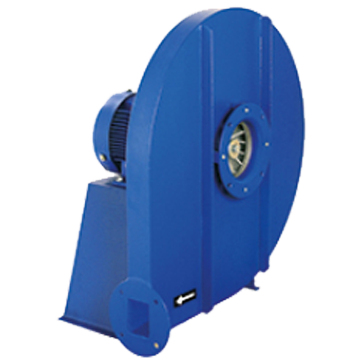Serie AAX 47-70 (ATEX) - Højtryksventilator med ventilatorhus af pulverlakeret pladestål og forudkrummet ventilatorhjul af støbt aluminium. 