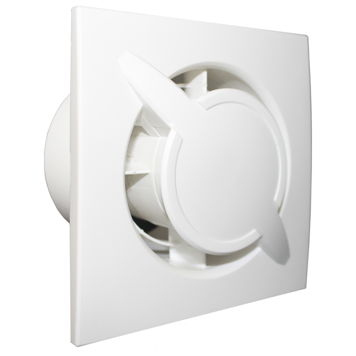 Serie QB - Badeværelsesventilator for udsugning fra badeværelser, toiletter og små rum gennem et kort rør til det fri . Kan monteres på væg og loft. Kan levers med inbygget timer
